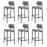 Banqueta Alta Bar Estofada Kit 6 Ella M25 Linho Cinza Cl - Mpozenato
