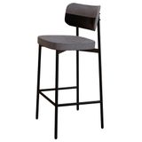 Banqueta Alta Bar Estofada Ella M25 Linho Cinza/preto - Mpozenato