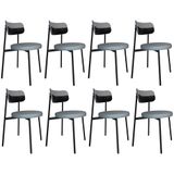 Cadeira De Jantar Estofada Kit 8 Nyka M25 Linho Cinza Cl/preto - Mpozenato