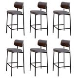 Banqueta Alta Bar Estofada Kit 6 Ella M25 Linho Cinza/whisky - Mpozenato