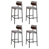 Banqueta Alta Bar Estofada Kit 4 Ella M25 Linho Cinza Cl/whisky - Mpozenato
