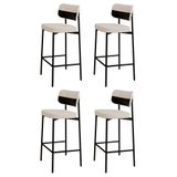 Banqueta Alta Bar Estofada Kit 4 Ella M25 Linho Palha/preto - Mpozenato