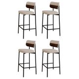 Banqueta Alta Bar Estofada Kit 4 Ella M25 Linho Areia/whisky - Mpozenato
