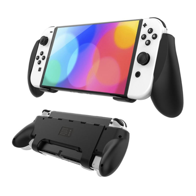 Suporte Grip Case Para Nintendo Switch Oled - Preto