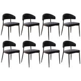 Cadeira De Jantar Estofada Kit 8 Chloe M25 Sintético Preto - Mpozenato