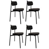 Cadeira De Jantar Estofada Kit 4 Ella M25 Sintético Preto - Mpozenato