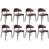 Cadeira De Jantar Estofada Kit 8 Chloe M25 Sintético Café - Mpozenato