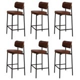 Banqueta Alta Bar Estofada Kit 6 Ella M25 Sintético Whisky - Mpozenato