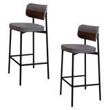 Banqueta Alta Bar Estofada Kit 2 Ella M25 Linho Cinza/whisky - Mpozenato