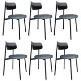 Cadeira De Jantar Estofada Kit 6 Nyka M25 Linho Cinza/preto - Mpozenato