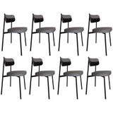 Cadeira De Jantar Estofada Kit 8 Ella M25 Linho Cinza/preto - Mpozenato