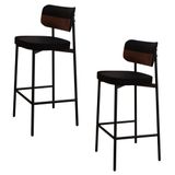 Banqueta Alta Bar Estofada Kit 2 Ella M25 Linho Preto/whisky - Mpozenato