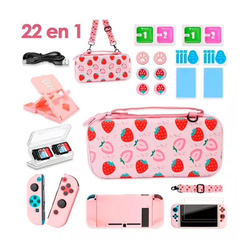 おもちゃ Switch Acessório Nintendo Switch Normal Strawberry Pink 22 Em 1 - Carrefour