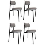 Cadeira De Jantar Estofada Kit 4 Ella M25 Linho Cinza Cl - Mpozenato