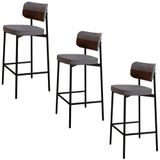 Banqueta Alta Bar Estofada Kit 3 Ella M25 Linho Cinza/whisky - Mpozenato