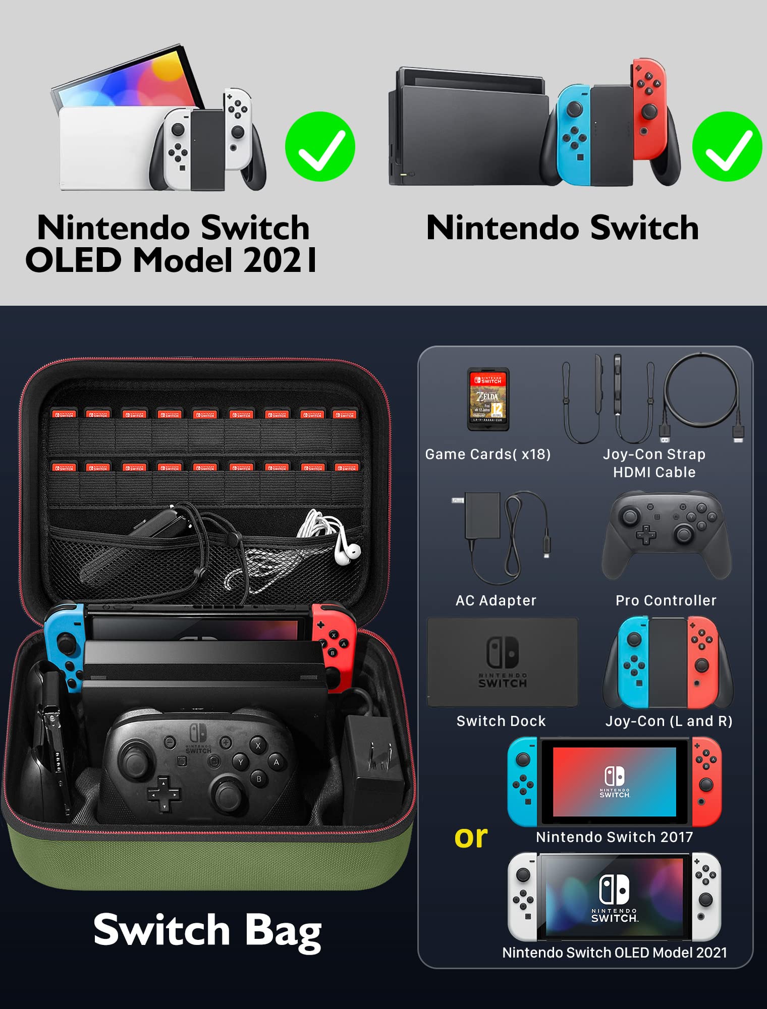 Estojo De Transporte Toennesen Para Nintendo Switch E Switch Oled