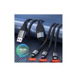 Cabo De Carregamento 3 Em 1 Fast Lightning/micro Usb/usb-c 5a