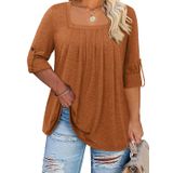 Camisa Túnica Feminina Kancystore, Tamanho Grande, Manga 3/4, Laranja Queimada