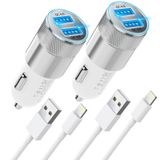 [carregador De Carro] Carregador Rápido Para Carro Sngoam Para Iphone Com Cabo De 2x1m