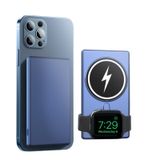 Carregador Sem Fio Magsafe 3 Em 1 5000mah Para Iphone Azul