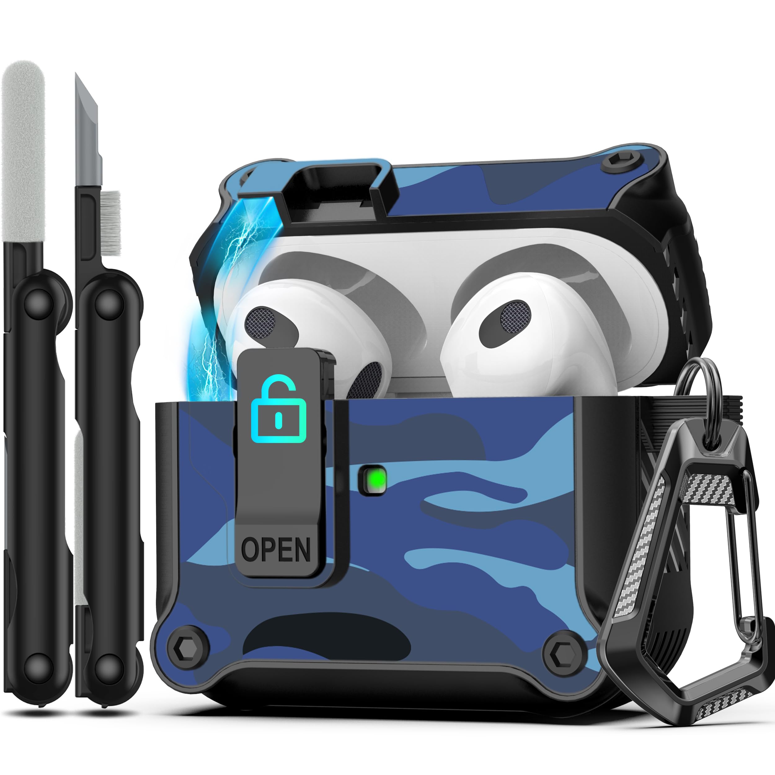 Capa Para Airpods De 3ª Geração Rfunguango Secure Lock Blue
