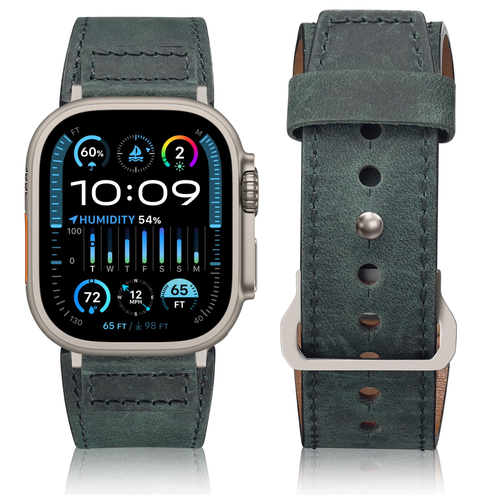 Pulseira De Relógio Em Couro Maledan Compatível Com Apple Ultra 2 49 Mm