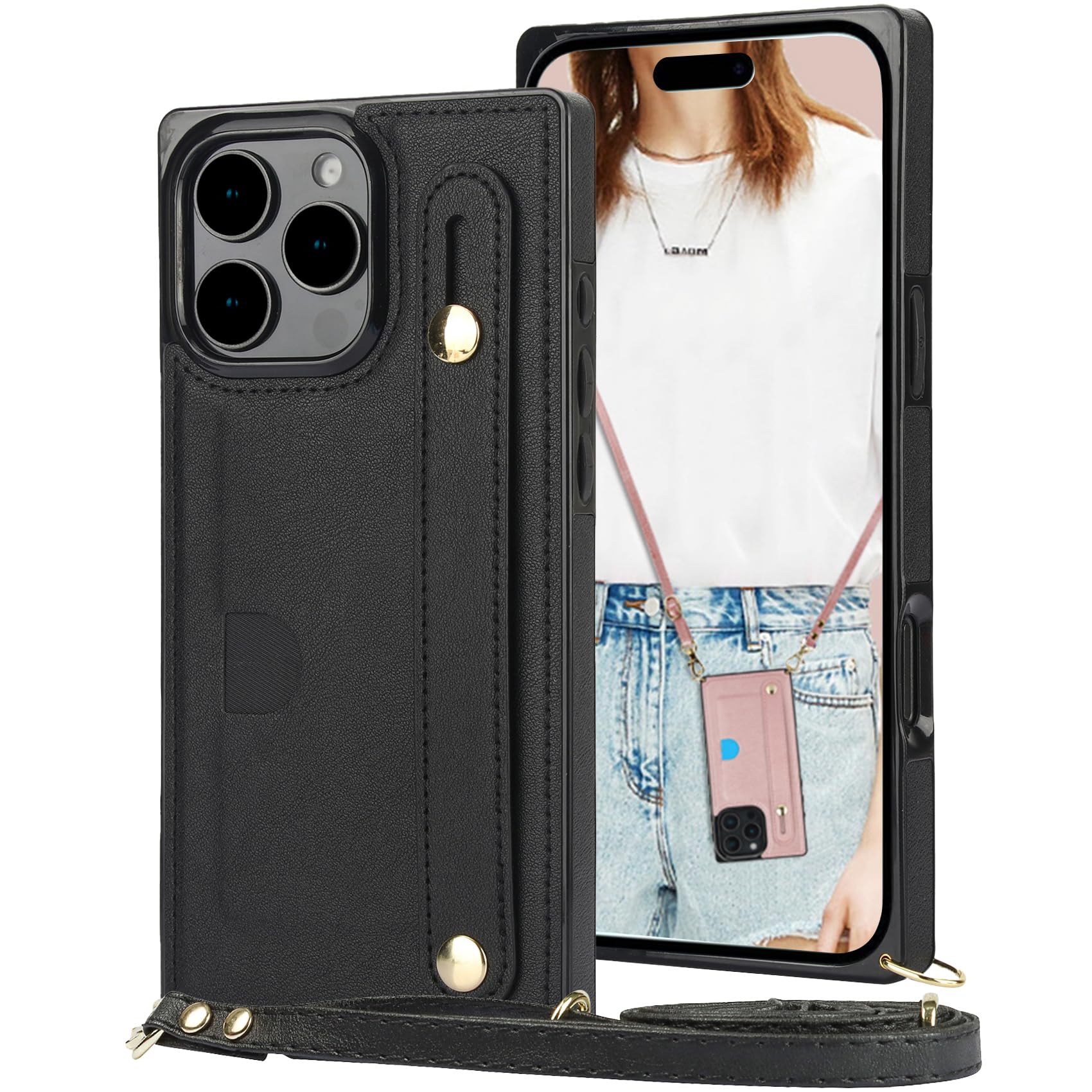 Capa Ccsmall Para Apple Iphone 16 Pro Max Em Couro Pu Tiracolo