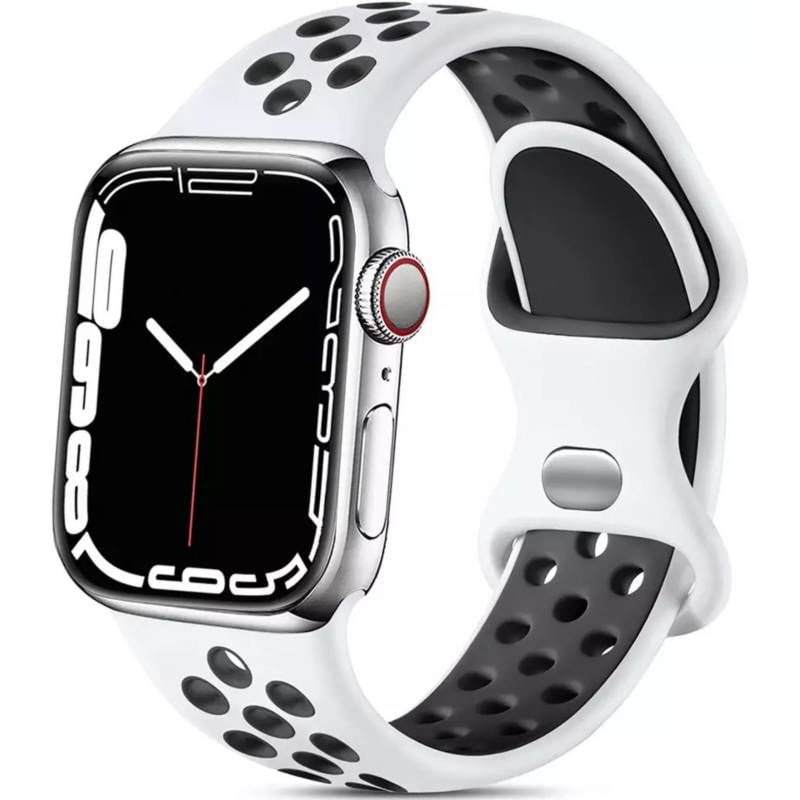 Pulseira Esportiva De Silicone Para Apple Watch 42-44-45mm - Branca