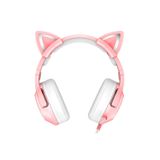 Fones De Ouvido Onikuma K9 Gamer Cat Led Lights Pink Cat Ear
