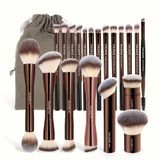 Kit De Pinceis Profissional Maange 21 Peças Pinceis E Bolsa Marrom