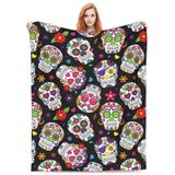 Cobertor Blublu Day Of The Dead Sugar Skull Flannel Fleece