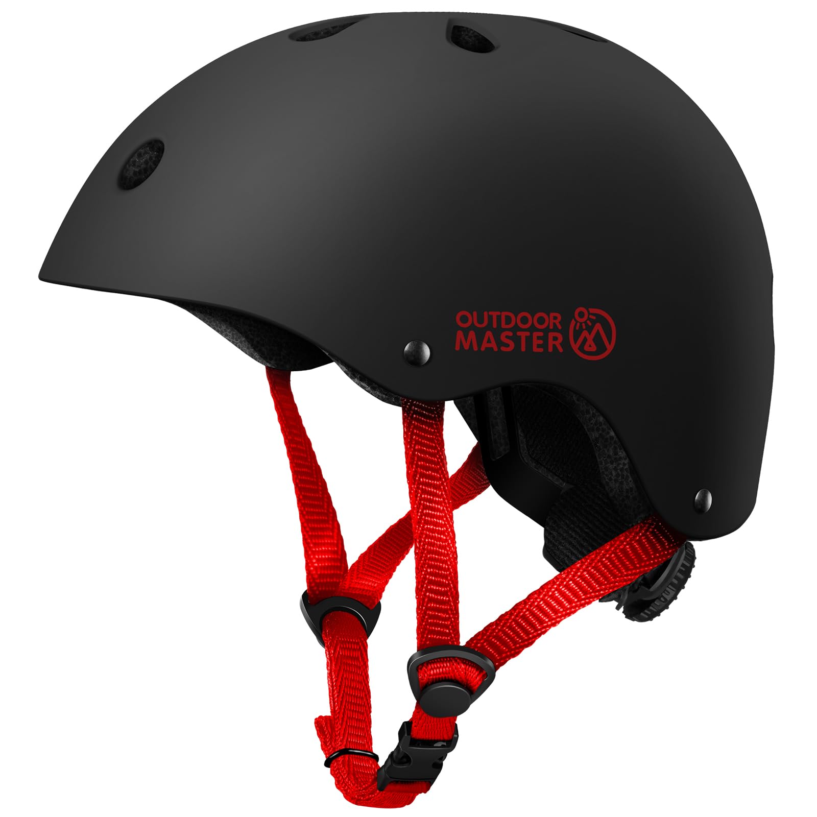 Capacete De Bicicleta Outdoormaster Youth &amp; Kids Ajustável Preto Vermelho