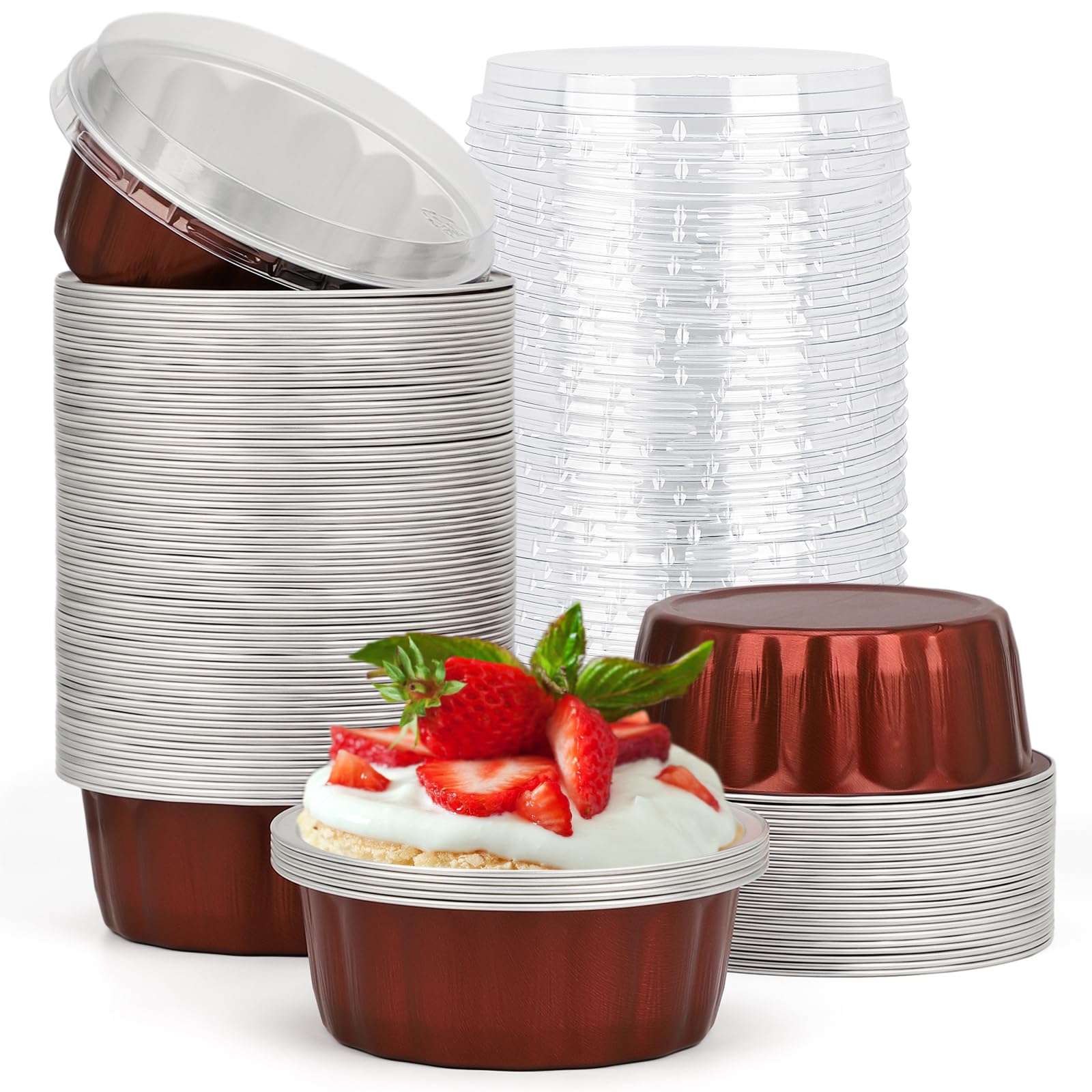 Copos De Cozimento Descartáveis Beasea 235ml, Pacote Com 100 Tampas, Vinho Tinto