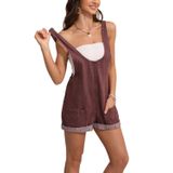 Macacão Curto Jeans Chartou Feminino Marrom Tamanho S