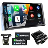 Leadfan Estéreo Para Carro Double Din Com Câmera De Painel De 7" Carplay/android