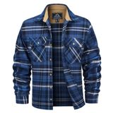 Jaqueta De Flanela Magcomsen Masculina Azul Cinza Algodão L
