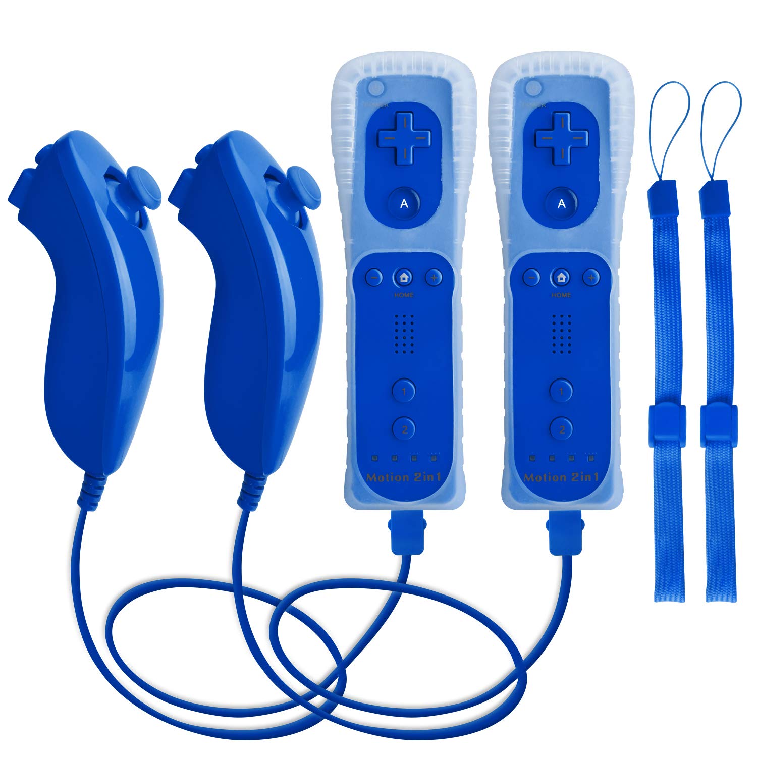 Pacotes De 2 Controladores Wii Motion Plus Com Nunchuks Techken Blue