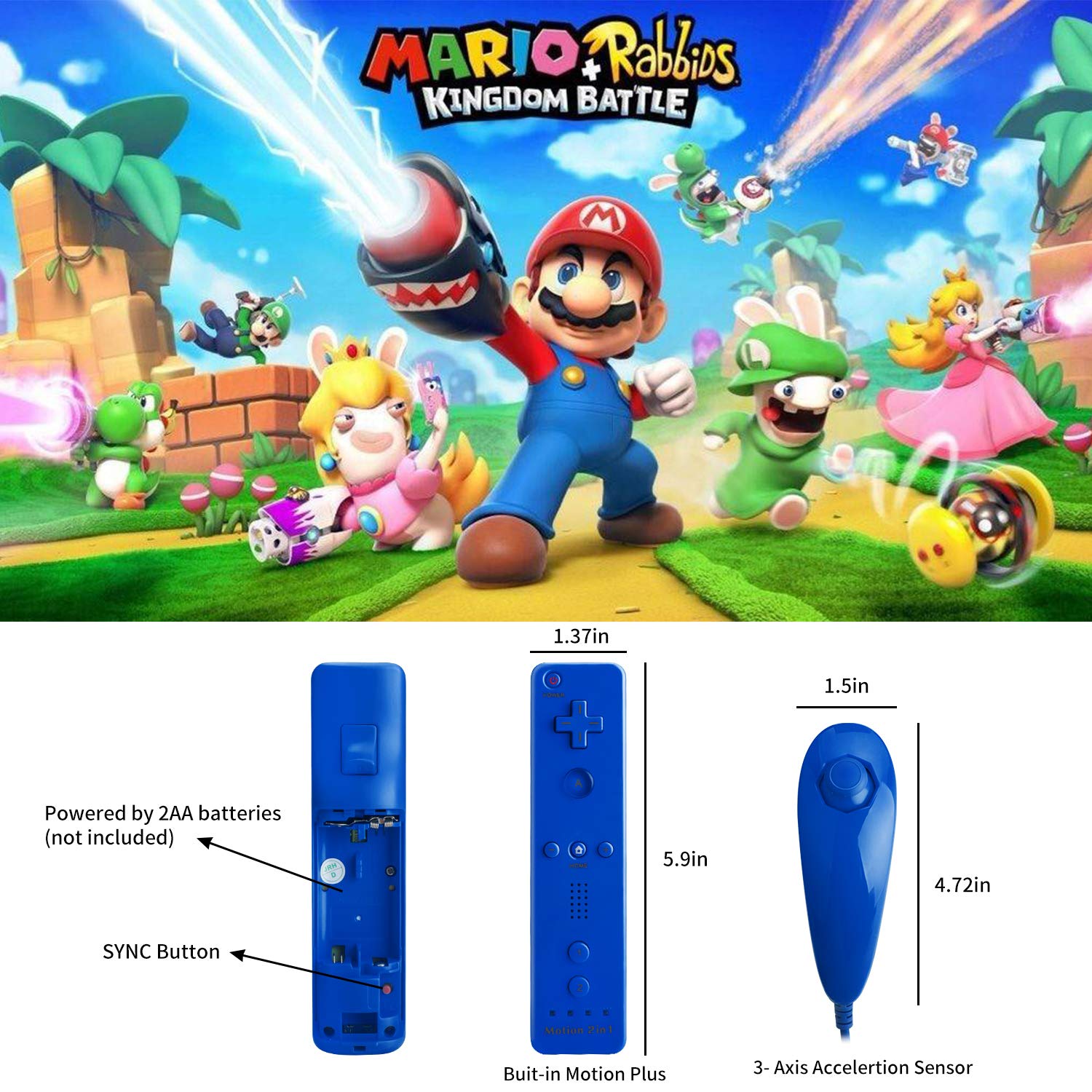 Pacotes De 2 Controladores Wii Motion Plus Com Nunchuks Techken