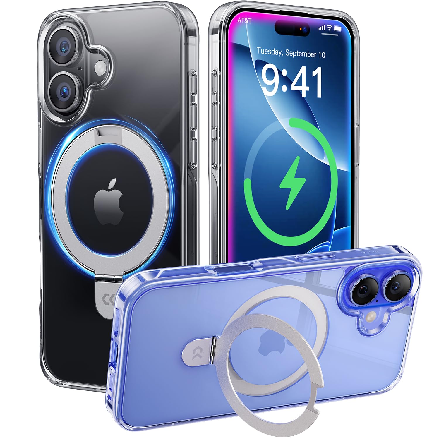 Capa De Telefone Casekoo Para Iphone 16 Plus Transparente Com Suporte De 6,7"