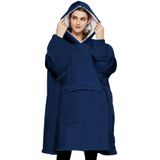 Cobertor Vestível Com Capuz Kfubuo Sherpa Para Adultos, Azul Marinho