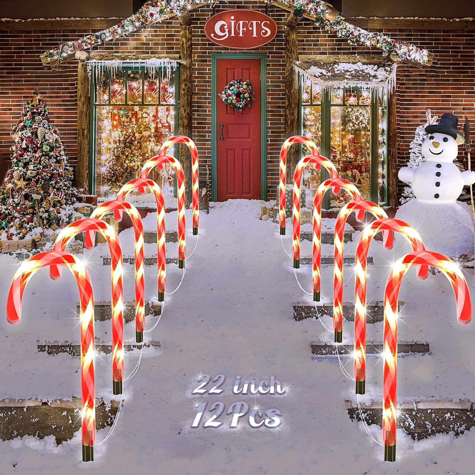 Christmas Pathway Markers Coolwufan 22 Candy Cane, Conjunto De 12