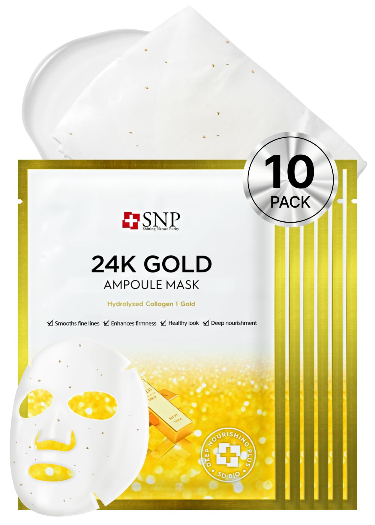 [máscara De Folha] Ampola Snp Shining Nature Purity Em Ouro 24k X10