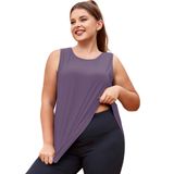 Camiseta Regata Feminina Lalagen Plus Size Workout Yoga Roxa Xxl