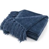 Cobertor Recyco Soft Cozy Chenille Com Franja Azul
