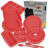 Conjunto De Panelas De Bolo Baking Bundt Aschef 9 Em 1, Antiaderente De Silicone