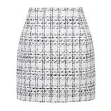 Saia Kinghua Tweed Xadrez Mini De Cintura Alta Bodycon Xs Branca