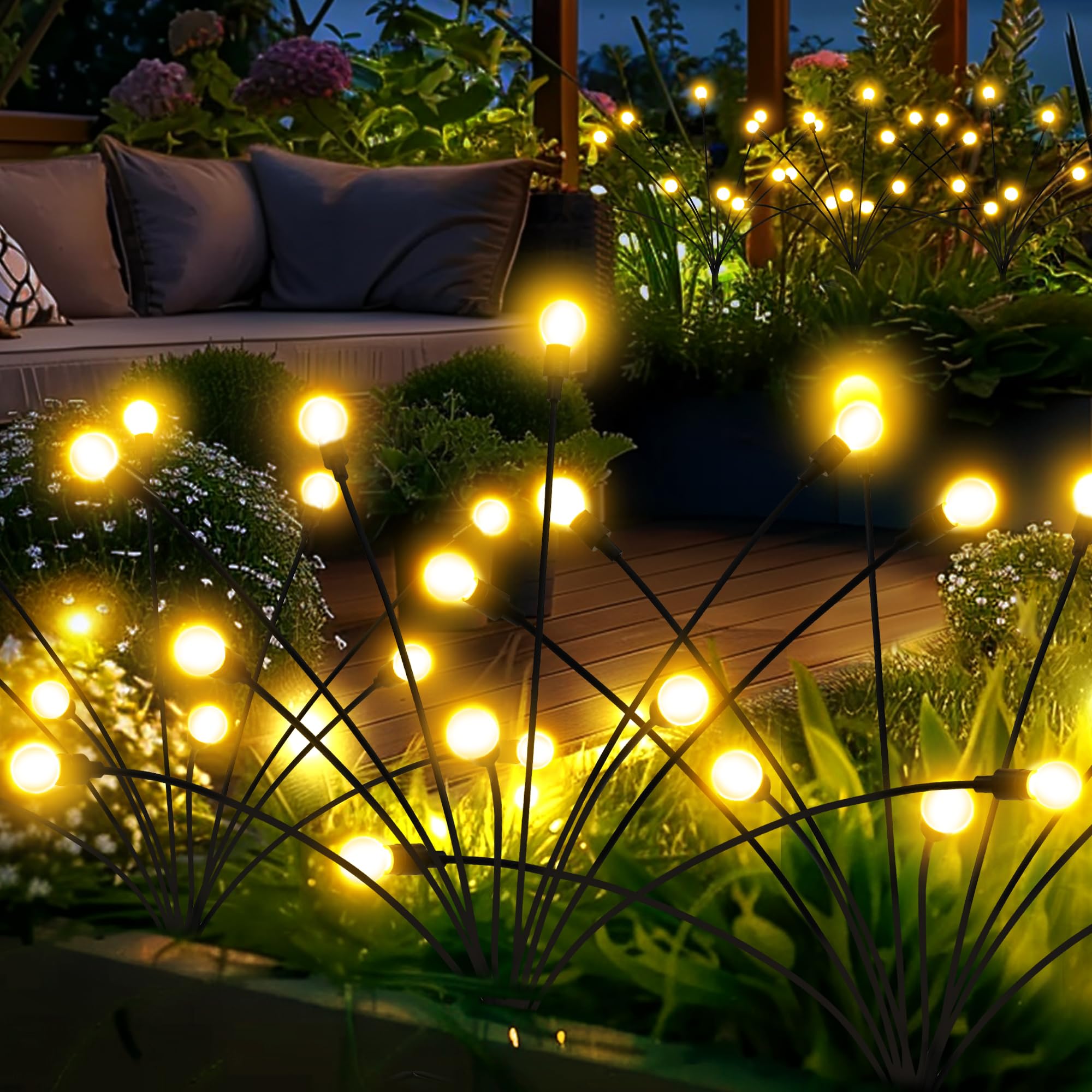 Luzes Solares De Jardim Patiopia 60 Led Firefly Outdoor, Pacote Com 6