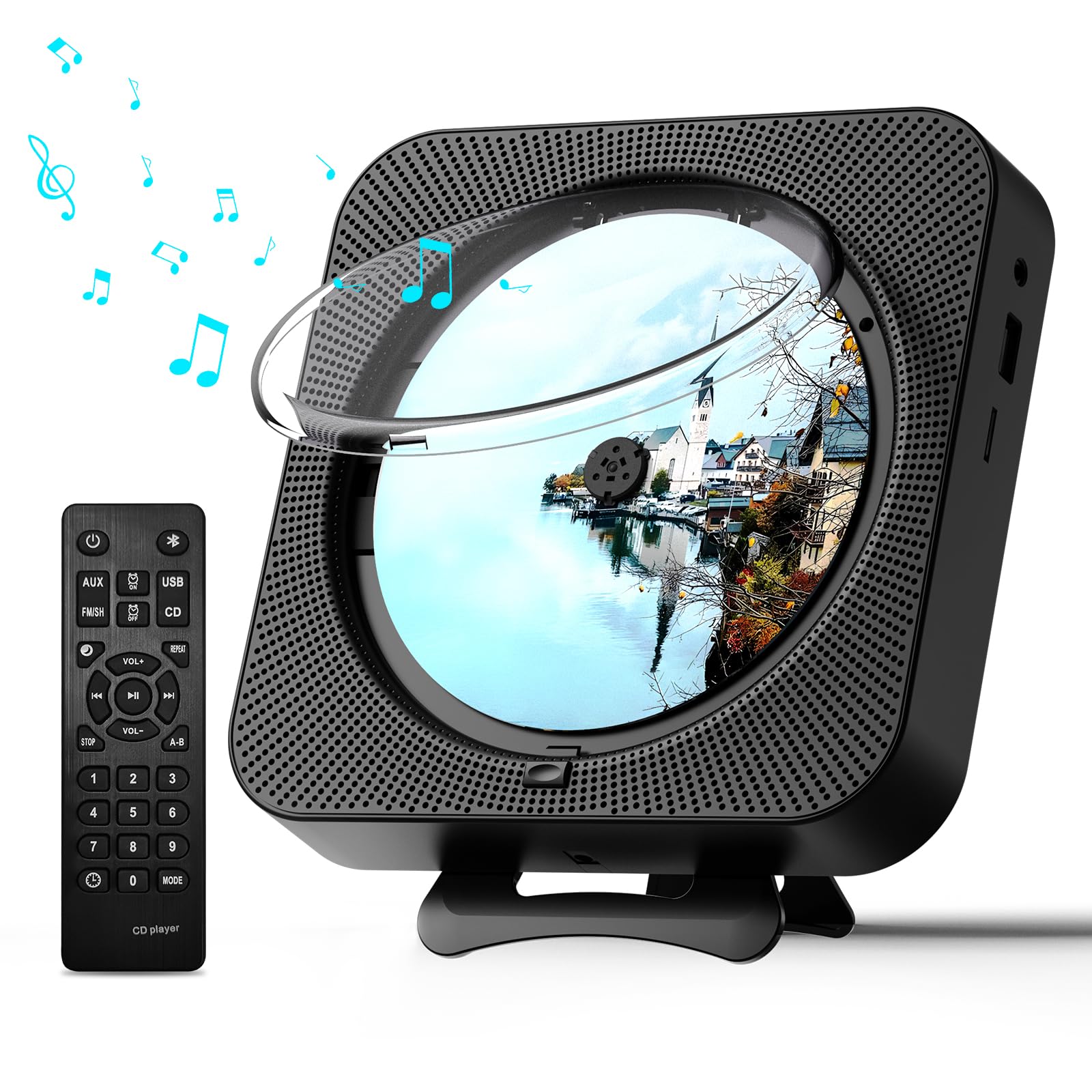 Leitor De Cd Micocious Portable Com Bluetooth E Rádio Fm Preto