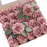Flores Artificiais Floroom Dusty Rose Foam Fake Com Caules X50