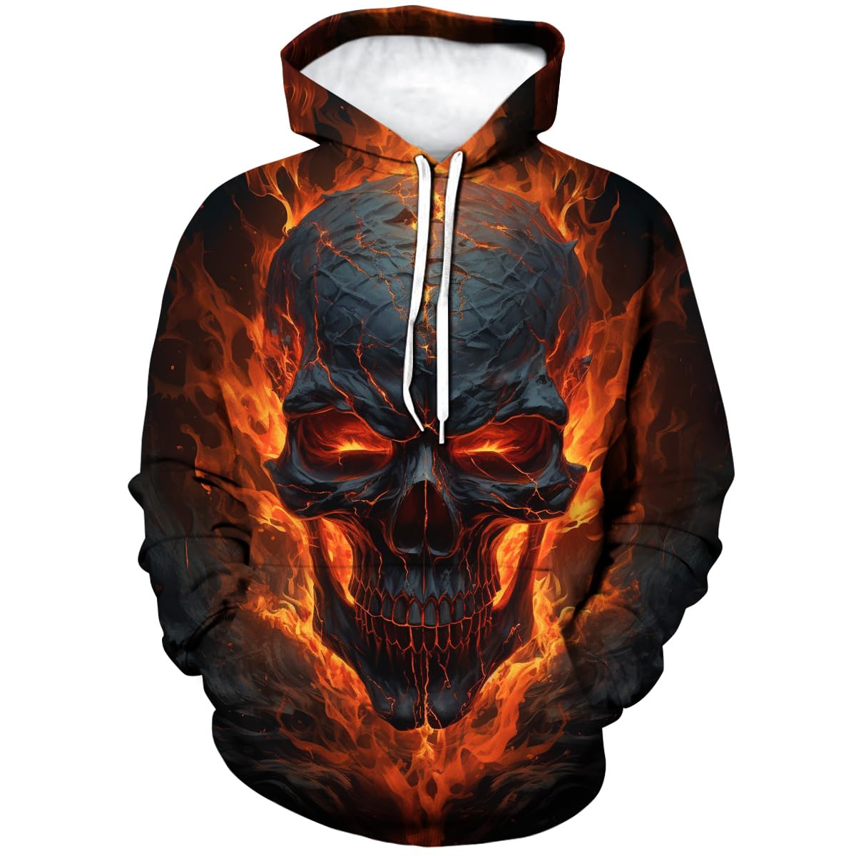 Moletom Masculino Com Capuz Tiwbski Com Estampa De Caveira, Laranja, Tamanho Gg